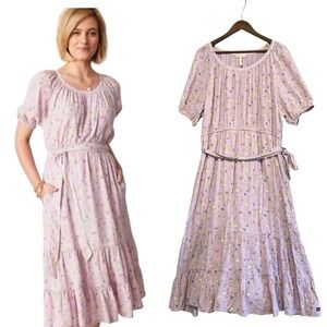 Matilda Jane Peasant Midi Dress Enchanted Garden Lavender Floral Size XXL Tiered